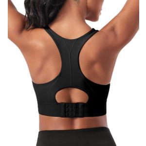 Sports Bras for Women High Support Racerback High Impact Sports Bra Push Up Women's Padded Workout Running Gym Yoga Tops (Large, Black)