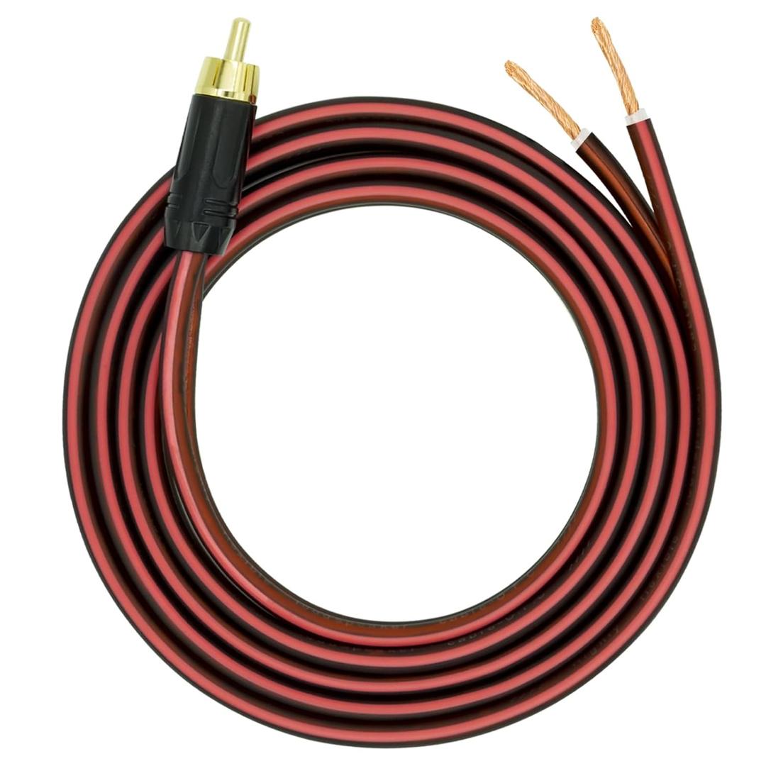 Yuchenfeng Gold-Plated RCA to Bare Wire Speaker Cable - 14AWG OFC Copper Audio Cable for Subwoofers, Amps & Home Theater, Dual PVC Shielded, Zero-Noise (10FT 1PCS)