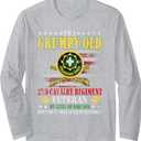 I'm A Grumpy Old 2nd Armored Cavalry Regiment Veteran Flag Long Sleeve T-Shirt, L