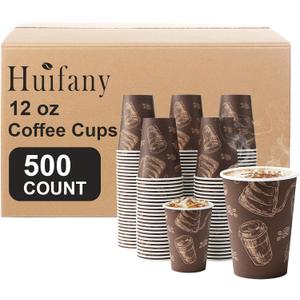 500 Pack 12 oz Coffee Cups, Paper Cups 12 oz Disposable Coffee Cups Thickened Paper Cups Bulk Hot/Cold Cup for Office, Home, Event