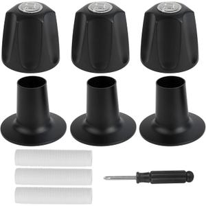 3-Piece Metal Shower Knob Replacement for Pfister Verve, Matte Black Bathtub Faucet Handle Remodel Kit, Zinc Alloy Handle Set with Hot, Cold and Diverter