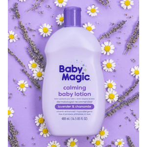 Baby Magic Calming Lotion, Lavender & Chamomile, Helps Comfort & Relax Before Bedtime, Vitamin Enhanced, Dermatologist Recommended, Hypoallergenic, Free of Parabens, 16.5 Fl Oz (5 Pack)