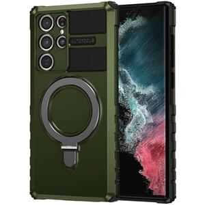 THMEIRA Compatible with Samsung Galaxy S22 Ultra Magnetic Case with Ring Kickstand [Compatible with MagSafe] Military Grade Heavy Duty Case for Samsung S22 Ultra 6.8'' (Not Fit S22), Green, 4Pack