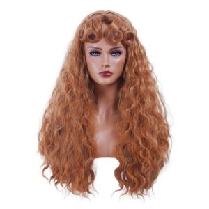 Long Strawberry Blonde Wig for Women Retro Curly Wig with bangs Vintage Wig for Halloween,Daily Use