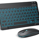 TECURS Bluetooth Keyboard and Mouse Combo for iPad - Rechargeable Wireless Keyboard & Mouse with 7-Color Backlit Compatible with iPad 10th/9th/8th Gen, iPad Pro/Air/Mini, iPhone15/14/13 Pro, Black