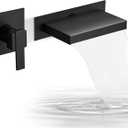 Homevacious Wall Mount Bathtub Faucet with Waterfall Tub Spout Single Lever Waterfall Bathtub Faucet with Rough in Valve Solid Brass Matte Black
