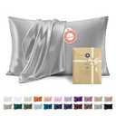 Bedsure Satin Pillowcase, Similar to Silk Pillow Cases Queen Size Set of 2, Cooling Pillow Case Covers with Envelope Closure, Room Decor Gifts for Women Men, Silver Grey, 20x30 Inches, 2pcs
