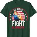Vintage No Kings Fight Oligarchy Woman's Girl America Flag T-Shirt (S, Dark Green)