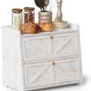 Trironsun Vintage Double Layer Bread Box for Kitchen Counter Bamboo Bread Storage Container Large Capacity Bread Storage Bin (Antique White)