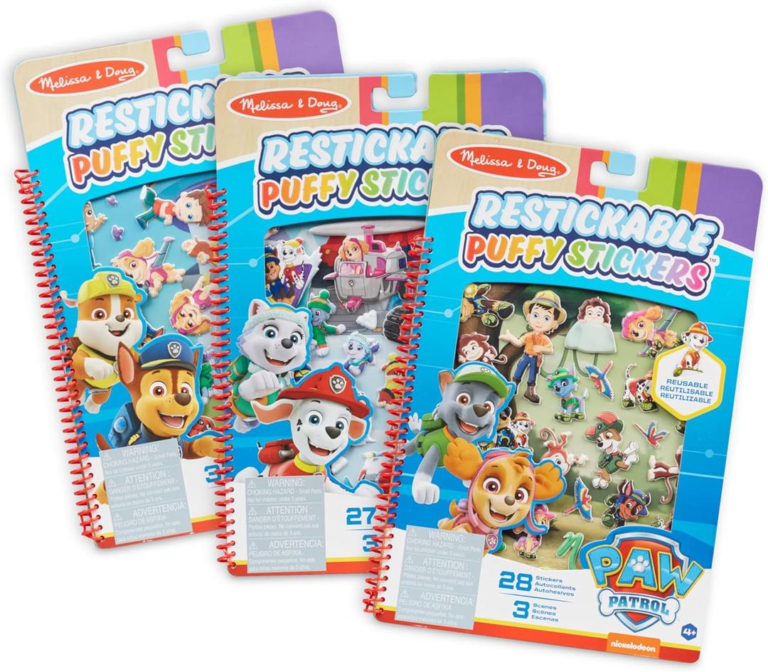 Melissa & Doug PAW Patrol Restickable Puffy Stickers 3-Pack Adventure Bay, Jakes Mountain, Jungle
