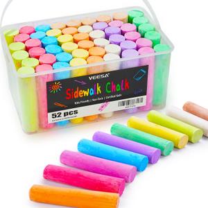 Sidewalk Chalk 52 PCS, Washable & Non-Toxic, 10 Colors Jumbo Chalk Bulk for Chalkboard, Blackboard, Driveway, Playgroud, Outdoor Actitvities