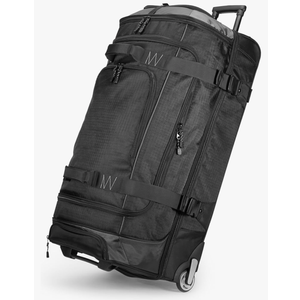 35-inch Large Rolling Duffle Bag with Wheels and Handle, Travel Duffle Bag with Durable Ripstop Polyester Material, 2 Layers of Space, Multiple Interior and Exterior Pockets, Black