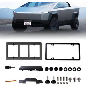 Front License Plate Holder for Tesla Cybertruck, ZDHQLHJ License Plate Frame Mount Bracket, No Drilling Mount Holder Cover, Original Car Hole Installation, Anti-Theft