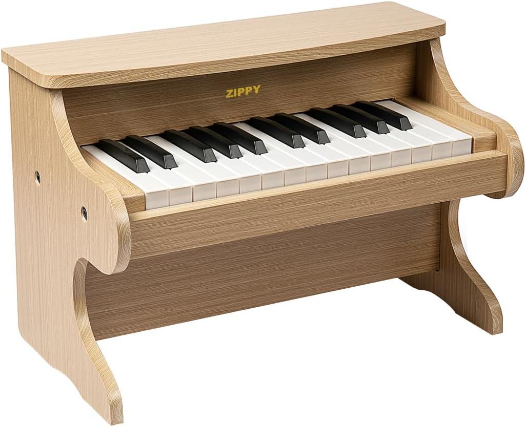 ZIPPY Kids Piano Keyboard, 25 Keys Digital Piano for Kids, Mini Music Educational Instrument Toy, Wood Toy for Toddlers Girls Boys (Oak)