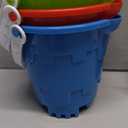 Jumbo Castle Model Beach Gear 7" Large Sand Buckets Pails Beach Water Pool Gardening Bath Toy Environmentally ABS Durable Thick Plastic Complete Gift Set Bundle For Kids Boys Girls- 3 Pack Green Blue