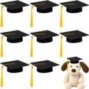 SVKN 9 Pcs Mini Graduation Cap with Tassel Mini Plush Mason Jar Small Animal Bachelor Hat Graduation Decoration Party Favors