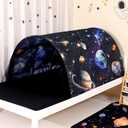 Bed Tent for Kids Lucky Castle Bed Tent Foldable Play House for Children Play Tents for Girls Boys Sleeping Canopy Playhouse (Black Starry Sky)