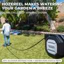 135 ft x 1/2" HOZEREEL Heavy Duty Retractable Garden Hose Reel, Garden Hose Reels Outdoor Organizer- Self Retracting Wall Mount Hose Reel Automatic Recoil Storage, Any Length Lock, 10 Pattern Nozzle