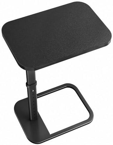 TV Tray Table, Adjustable Height & Rounded Metal Corners, Snack Table for Couch, Sofa, Bed, Chair, Living Room, C Shaped End Side Table for Eating, Dinner or Laptop, Small Spaces, Black