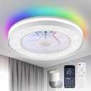 ZMISHIBO 20 inch Smart Wifi&Bluetooth Enclosed Ceiling Fan With RGBCW Light, Modern Ceiling Fan with Alexa/Google Assistant/Remote Control For Bedroom(Timing3000-6000K6 Speeds)