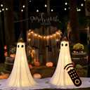 2Packs Halloween Decorations Outdoor,Halloweens Party Decoration Indoor,Spooky Ghost with Remote Control String Lights,Halloween-Ghost Lights for Porches Yards Gardens Lawn (Ghost Eyes)