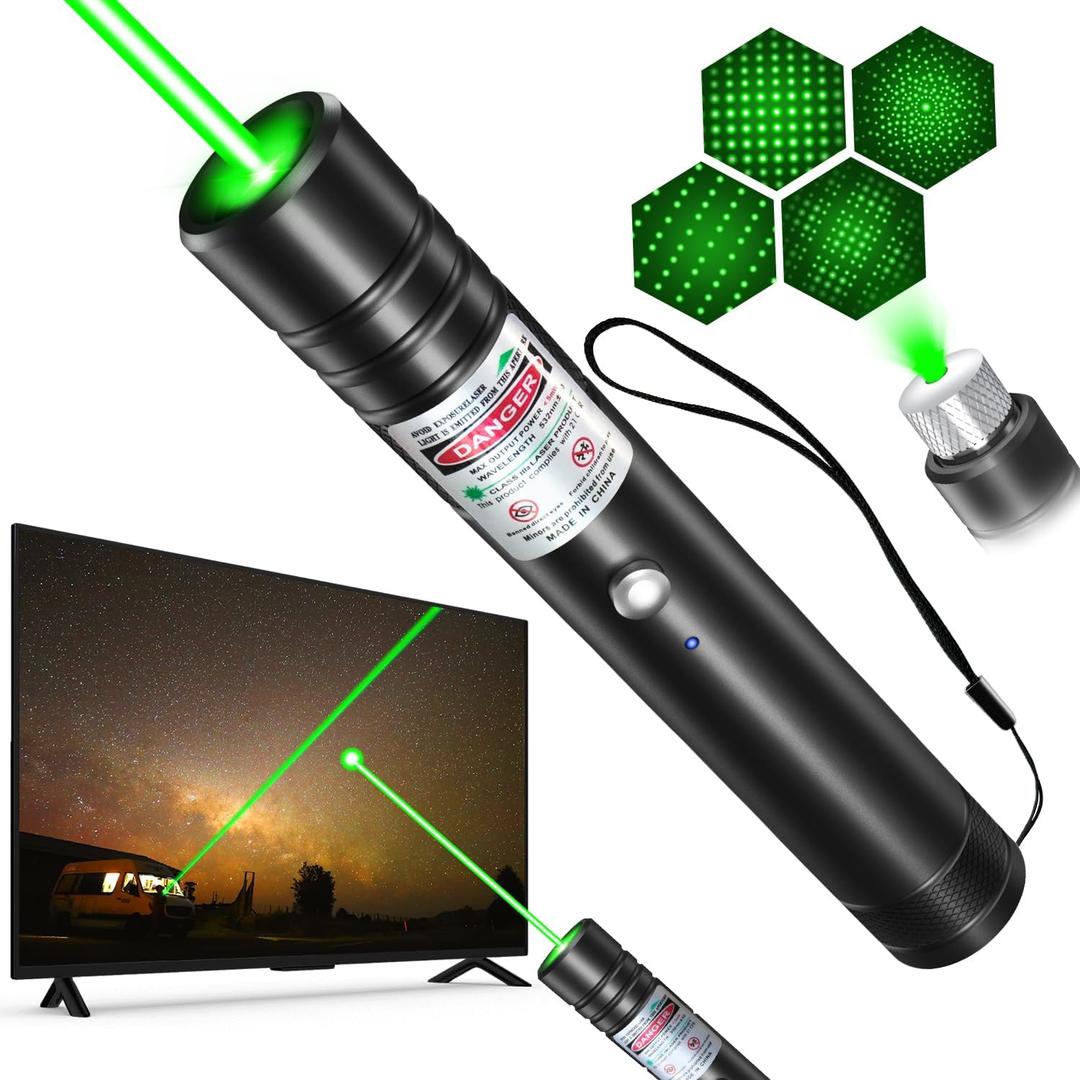 [Professional] Rechargeable Green Laser Pointer High Power Green Beam Laser Light Long Distance Range for TV/LED/LCD Screens Tactical Flashlights Presentation Office/Outdoors/Astronomic [001]