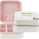 kate spade new york Small Travel Jewelry Case, White Wedding Jewelry Box to Organize Rings, Necklaces, Earrings, Miss to Mrs