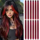 Leeven Burgundy Colored Hair Extensions Clip in 22 Inch 12PCS Wine Red Straight Clip on Synthetic Hairpieces Colorful Party Highlights Hair Accessories Cosplay Christmas for Women Girl Kids