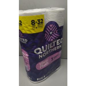 Quilted Northern Ultra Plush Toilet Paper, 8 Super Mega Rolls = 32 Regular Rolls, 3X Thicker*, 3 Ply Soft Toilet Tissue 