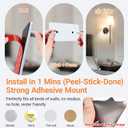 Peel and Stick Wall Sconces, Stick On Wall Sconce Set of 2, Battery Operated Wireless Adhesive Wall Lights, Corn Bulb with 10000mAh Battery, Easy Install for Bedroom Living Room Wall Decor, 19.68inch