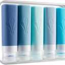 INSFIT Travel Bottles for Toiletries, TSA Approved 3oz Travel Size Containers, BPA Free Leak Proof Squeezable Silicone Tubes for Shampoo Conditioner Lotion Soap with Labels (Blue)
