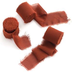 Ling's Moment Chiffon Silk Ribbon,6.7Yd Navy Blue Craft Fabric Ribbon Colors Rolls for Gift Wrapping Wedding Floral Bouquets Party Decoration,Handmade Frayed Ribbons for Baby Shower Holiday Decor