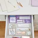 Annova Desk Drawer Organizer Tray for Office Organization - Metal Mesh - Storage Tray with Dividers for Pens, Desktop Accessories, Bathroom, Kitchen, Makeup and Office Supplies (Small, Purple)