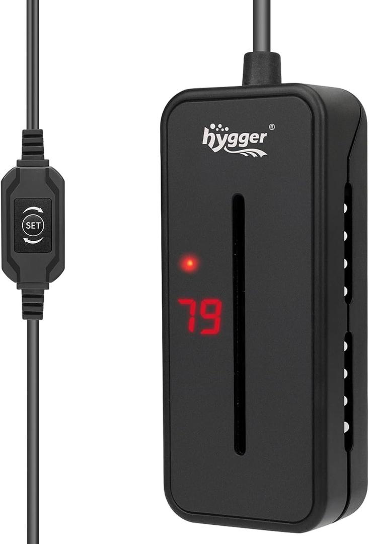 hygger Small Submersible Aquarium Heater 25W Mini Betta Fish Tank Heater with LED Display Adjustable Temperature for 2-5 Gallon Freshwater Saltwater Coral Reef Tanks