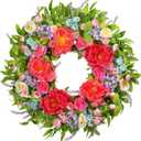 Summer Wreath for Front Door 24 Inch, Summer Wreaths with Large Peony for Home Spring Decor Easter Indoor Outdoor Wall Festival Wedding Celebrations