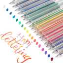 SMOOTHERPRO Glitter Gel Pens, 18 Colors Glitter Colored Pens, 1.0mm Metallic Sparkle Colorful Pens for Coloring Calligraphy Cards Journal Drawing Scrapbook(SC623-18)