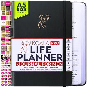 Koala Planner - Undated Weekly Planner, a 12 Month Journey to Increase Productivity & Happiness - Life Organizer, Gratitude Journal, and Stickers, A5