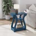 FROMJBEST End Tables Living Room, End Table end Table with Charging Station and USB,Navy Blue Side Table, Nightstand for Bedroom,3 Tier End Table with Storage Shelf for Living Room, 11.81"D x 19.68"W x 23.62"H