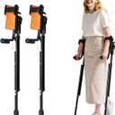 Adjustable Forearm Crutches for Adults 10-Level Height Ergonomic Arm Crutches, Adjustable Hook & Loop Strap, Foldable Crutches for Leg&Surgery Recovery, Sports Injuries or Daily Use (1 Pair)