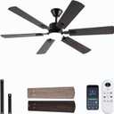 56inch Ceiling Fans with Lights and Remote/App Control, Dimmable LED, Reversible DC Motor, Noiseless, 6 Double-side blades, Modern Low Profile Ceiling Fan for Indoor/Outdoor Use (Brown)