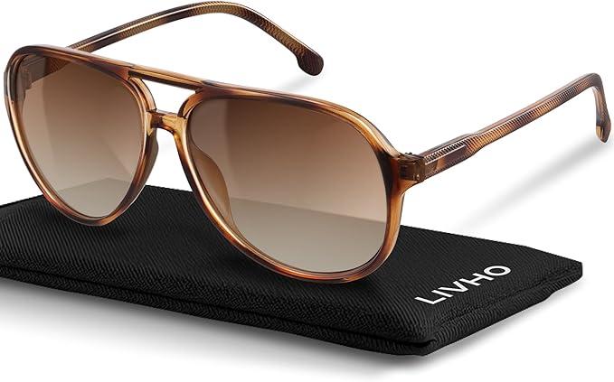 livho Trendy Polarized Aviator Sunglasses Women Men, Retro Sun Glasses for Women Men 2025, Oversized UV Protection Shades