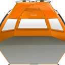 OutdoorMaster Beach Tent Sun Shelter for 3-4 Person, Pop Up Beach Tent Easy Setup with Sandbags, Portable Sun Shade Canopy with Carrying Bag for Beach & Outdoor, UPF50+ UV Protection, Family Size (X-Large, Orange)