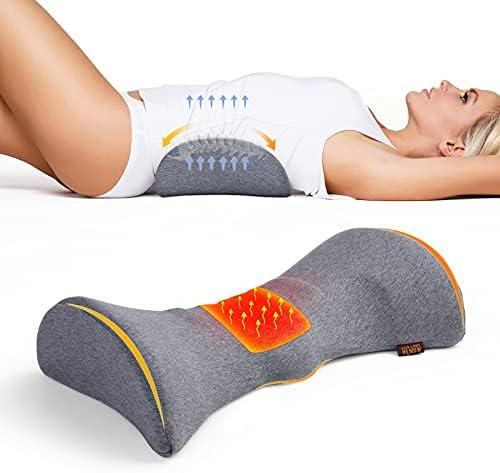 Cozyhealth Lumbar Support Pillow for Sleeping, Heated Lower Back Pillow with Graphene Heating for Lower Back Pain Relief, Memory Foam Mild Support Back Waist Cushion for Bed and Chair (Dark Grey) 19x10