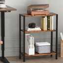 3-Tier Side Table, Small End Table, Sofa Side Table for Narrow Spaces, Slim End Table, Nightstand Table, for Living Room Bedroom Office, Rustic Brown