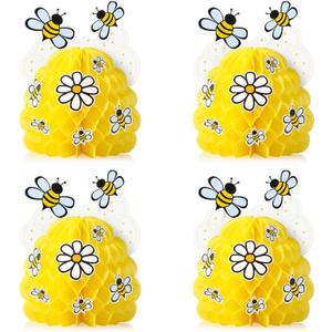 4 Pieces Honey Bee Centerpieces Honeycomb Decorations Yellow Bee Honeycomb Table Centerpieces with Sunflower Stickers for Bee Day Gender Reveal Birthday Party Decoration 4 Pieces Honey Bee Centerpieces Honeycomb Decorations Yellow Bee Honeycomb Table Centerpieces with Sunflower Stickers for Bee Day Gender Reveal Birthday Party Decoration