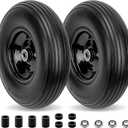 Cenipar 4.80/4.00-8" Flat Free Tire and Wheel 14.5" Solid Flat-Free Tire Replacement with 5/8" or 3/4" Axle Borehole,3-7" Adjustable Centered Hub for Wheelbarrow Hand Truck Garden Trailer and Trolley