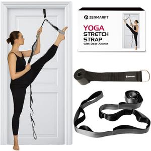 10-Loop Yoga Strap with Door Anchor  Stretch Strap for Flexibility, Deep Stretching, and Improved Balance  Perfect Yoga Accessory for All Fitness Levels (Silvery Grey)