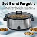 Chefman Slow Cooker 7 Quart, Large Family Size Slow Cooker with Low, High & Warm Settings, Removable Ceramic Crock, Tempered Glass Lid, Dishwasher-Safe for Easy Cleanup, Stainless Steel