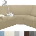 Waterproof Reclining Sectional Couch Covers Washable L Shaped Couch Cover for Sectionals Recliner Sofa Covers Stretch Corner Recliner Slipcovers for Dogs (5 Seater 1 Console Cover, Tan)