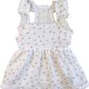 QWINEE Lace Trim Dog Dress Apparel Cherry Print Cat Puppy Skirts Cute Pet Tutu Breathable Summer Birthday Holiday Dress for Small Medium Dogs Cats Kitten White, XXL